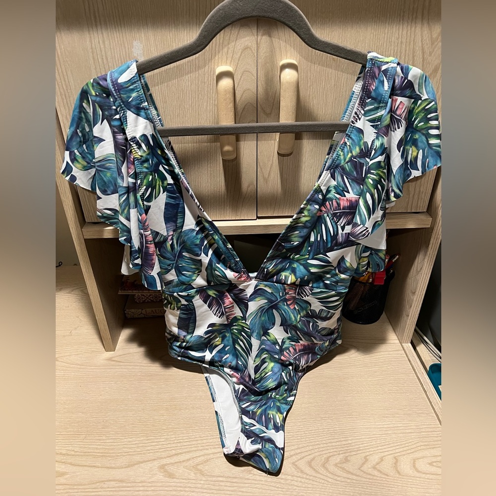 Amazon Tropical Floral Print One Piece Bathing Suit